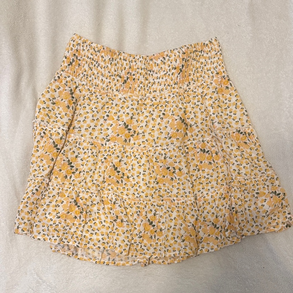 American Eagle Outfitters Yellow Floral Mini Skirt